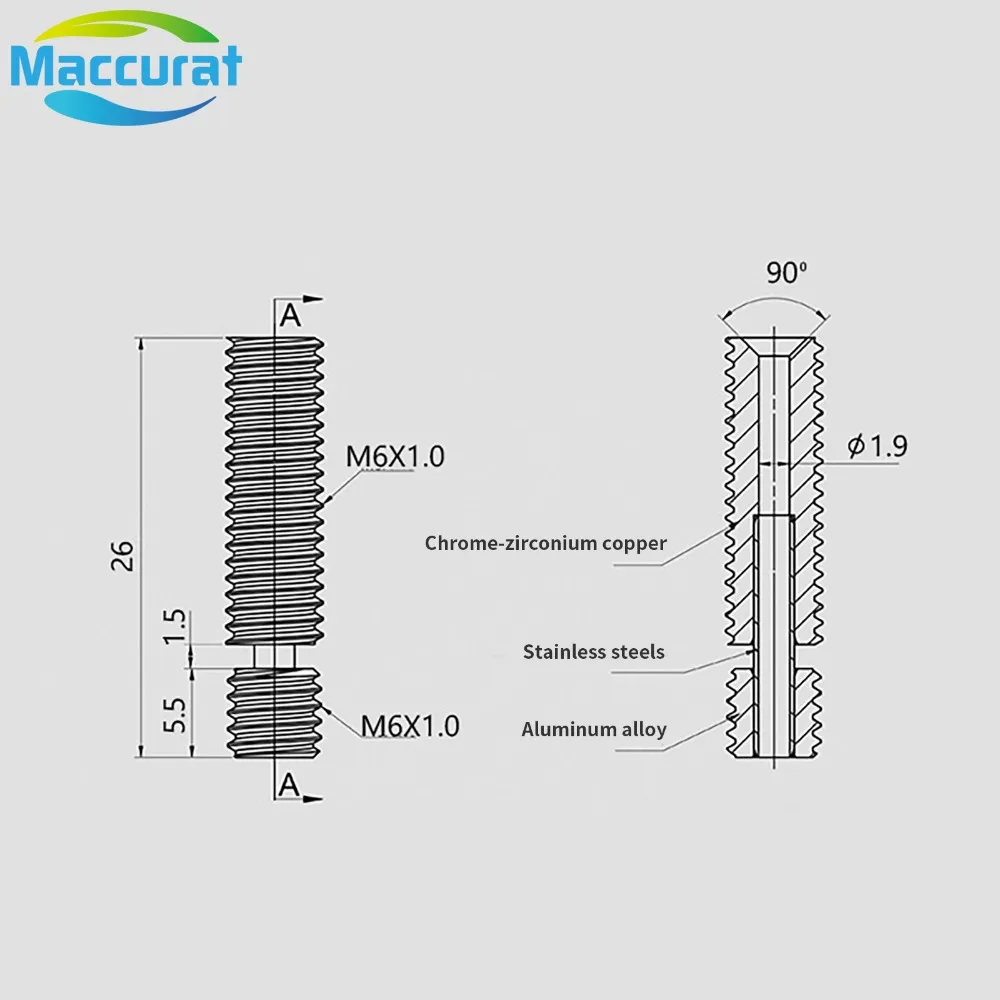 MK8 Throat Copper Titanium All - 3D Printing Industry recension och pris